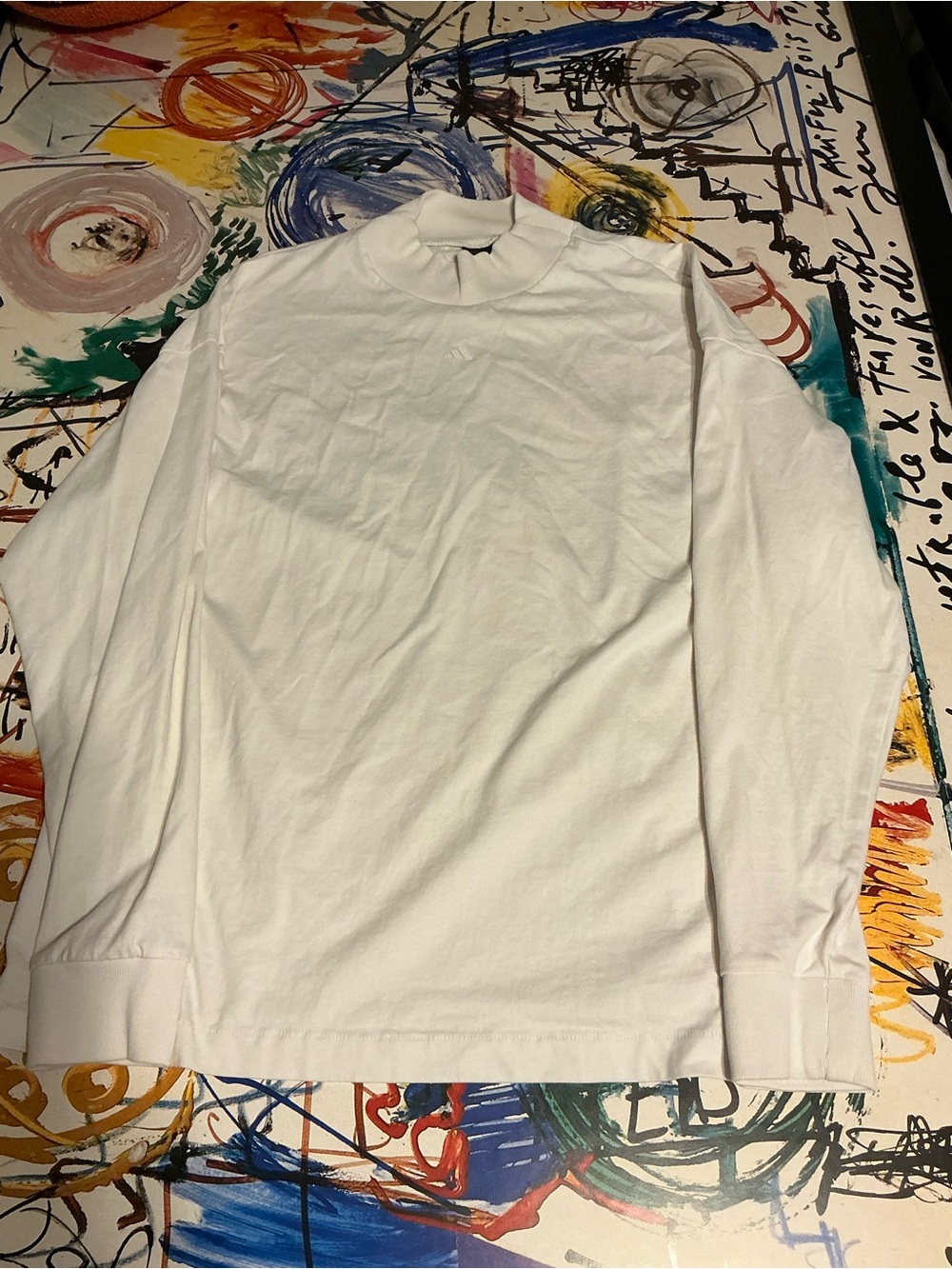 adidas White Long-Sleeve Crewneck Shirt